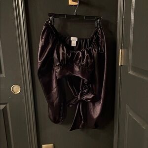 Satin Black Off-Shoulder Top